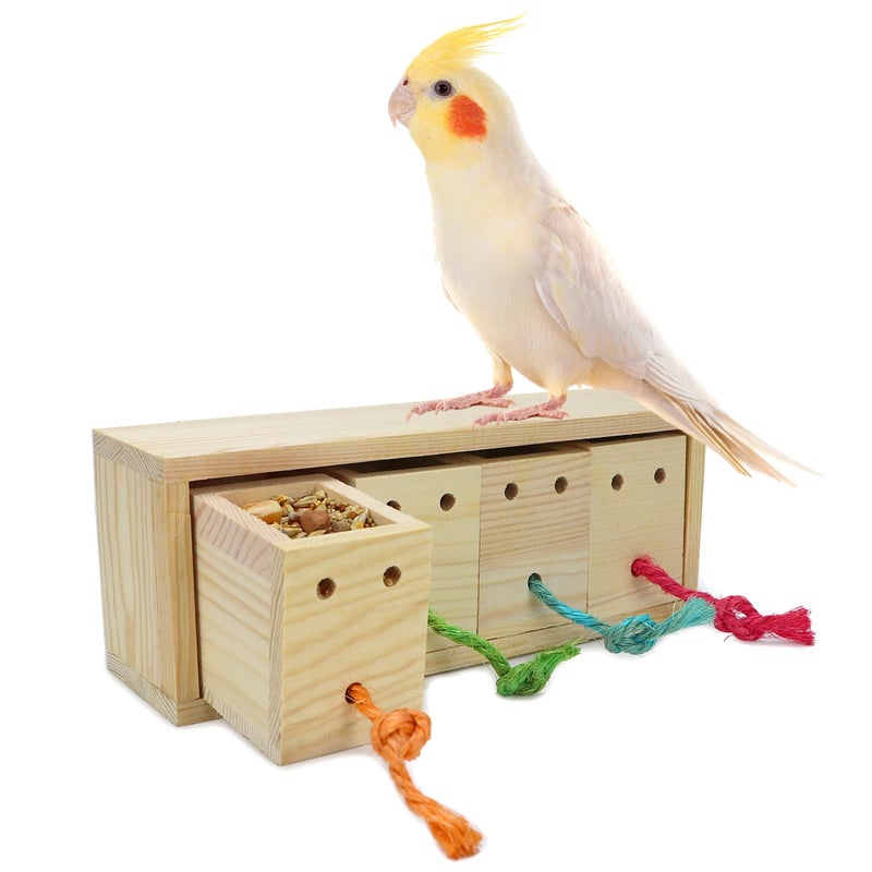 Litewoo Bird Foraging Feeder Toy Training Intelligence Box Wooden for Parrot Budgie Parakeet Cockatiel Conure African Grey Cockatoo Amazon Finch Canary - Image 1